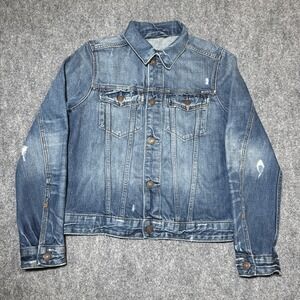 VTG Abercrombie & Fitch Distressed Jean Denim Jacket Women Size M‎ Y2K